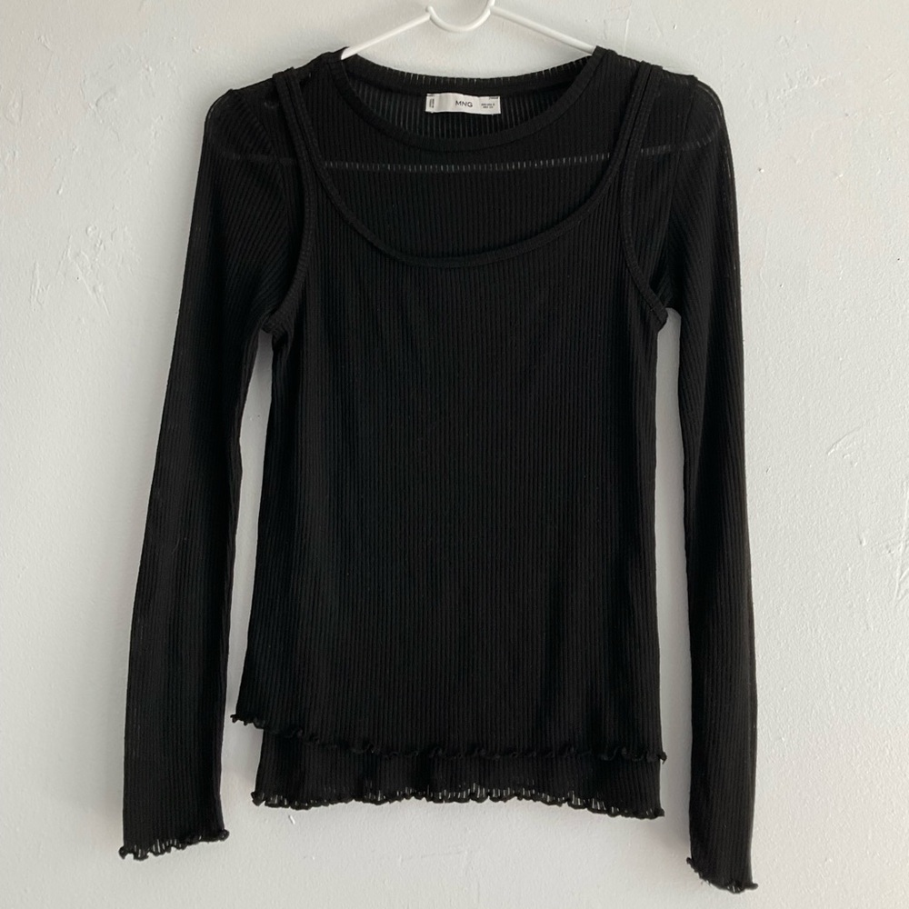 Mango Black Long Sleeve Top (S)